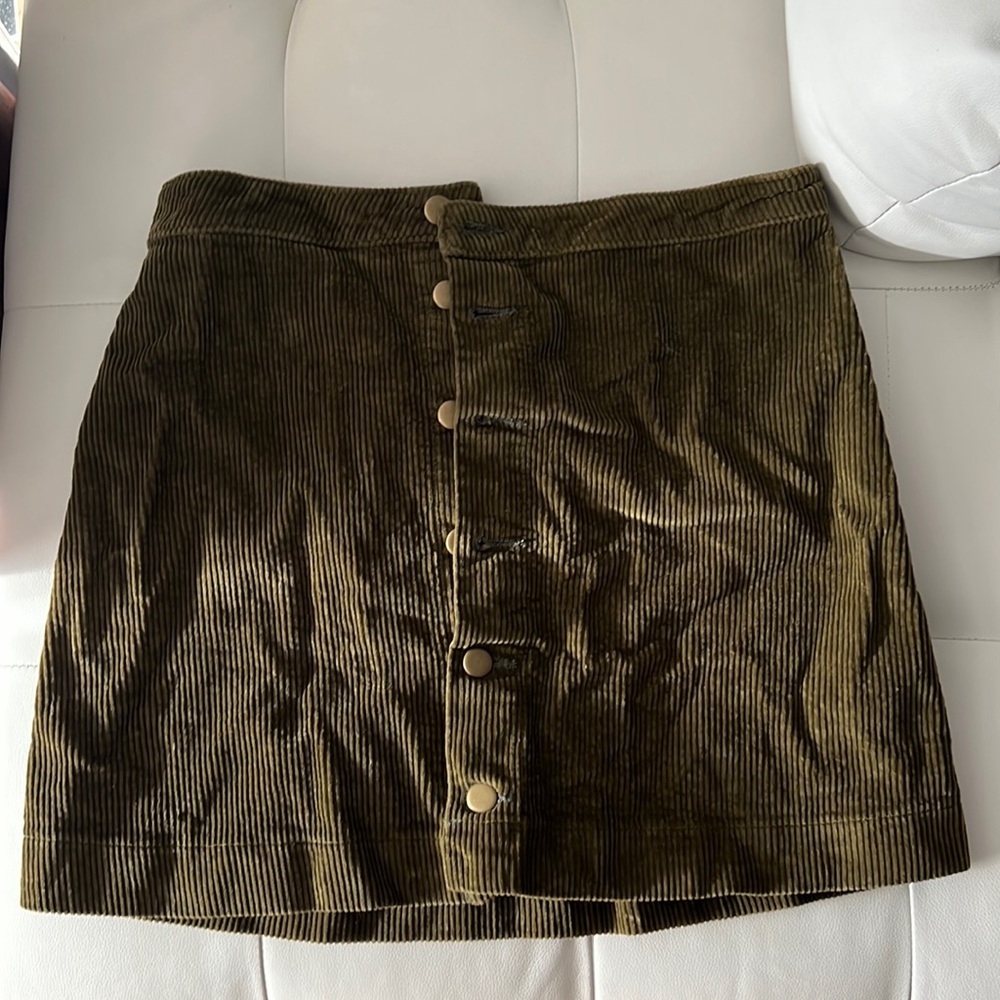 American apparel green velvet skirt